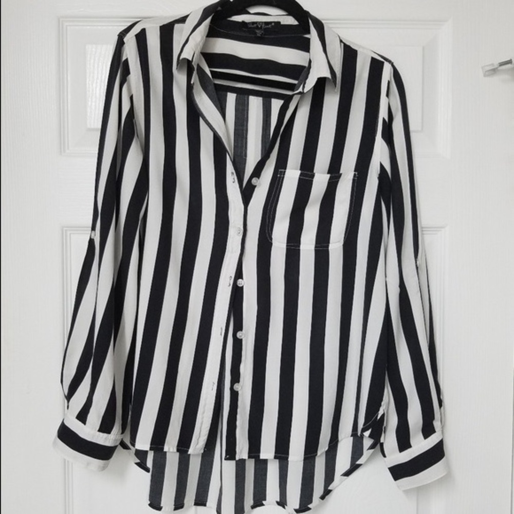 Black and White Striped Blouse